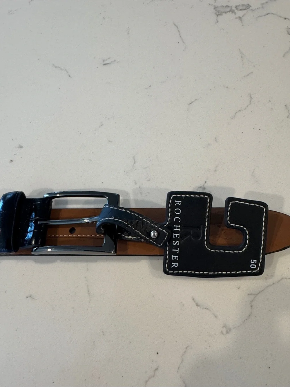 Men's Black Leather Belt 50